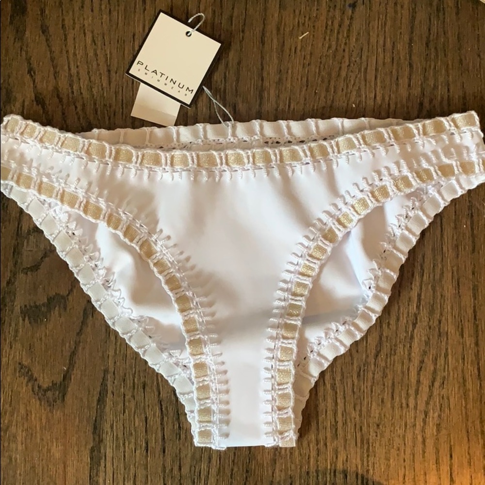 Platinum swimwear white and gold bottoms